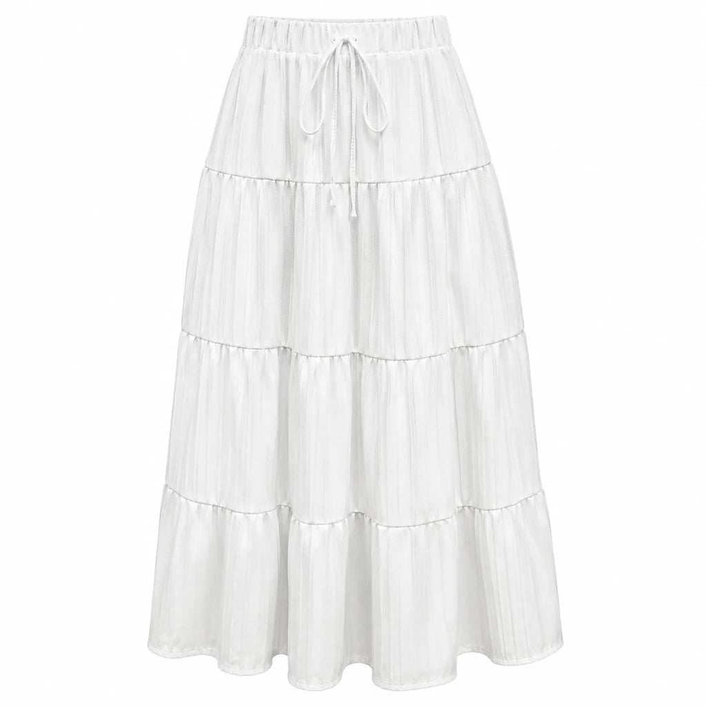 Tiered Drawstring Maxi Skirt WHD0606164