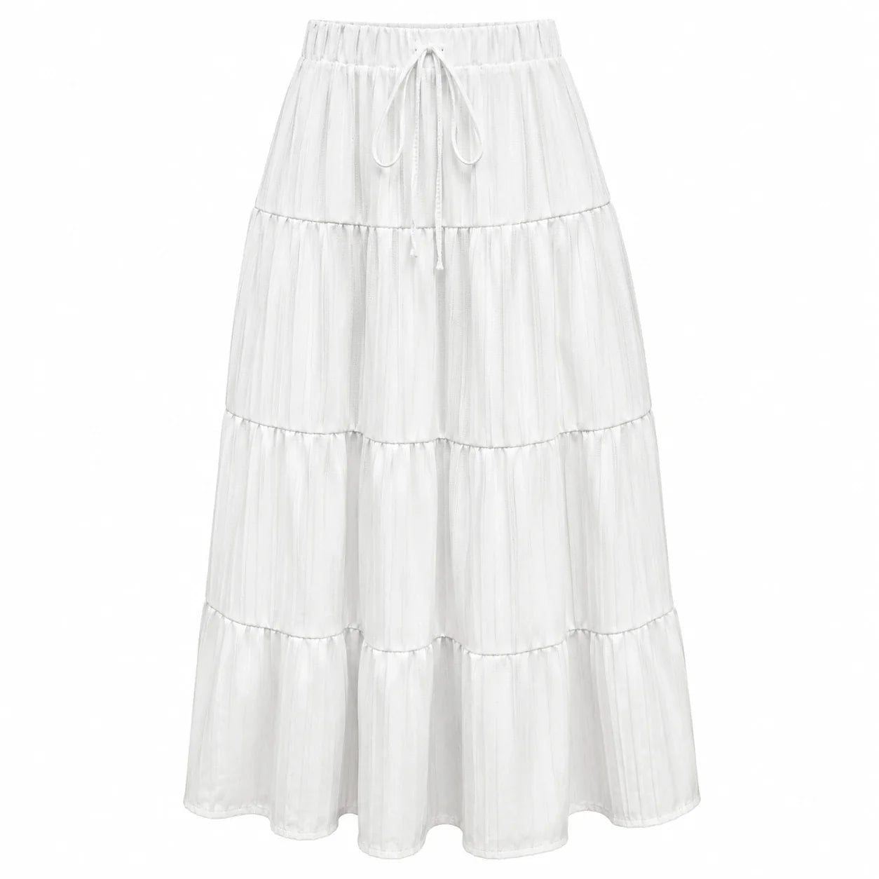 Tiered Drawstring Maxi Skirt WHD0606164