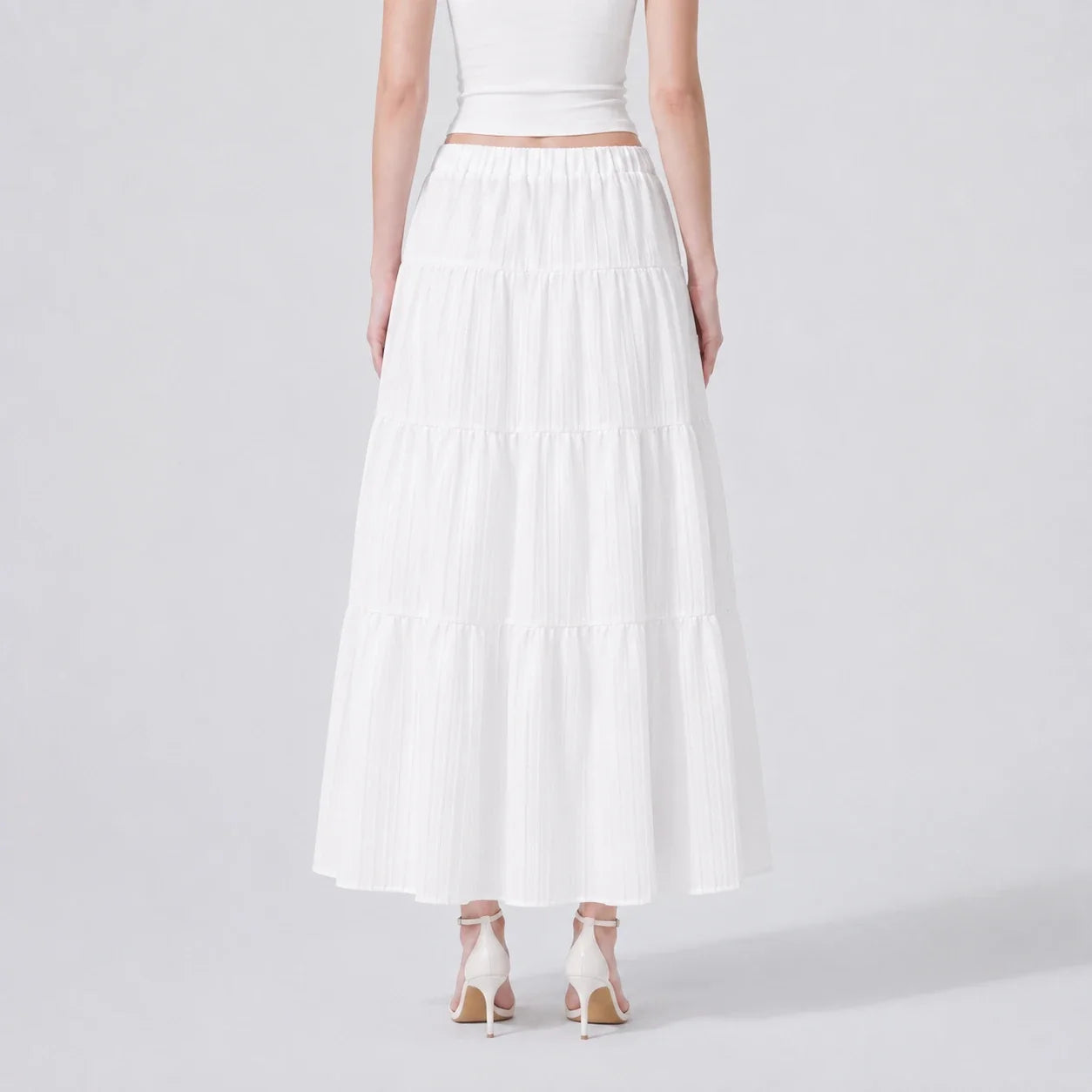 Tiered Drawstring Maxi Skirt WHD0606164