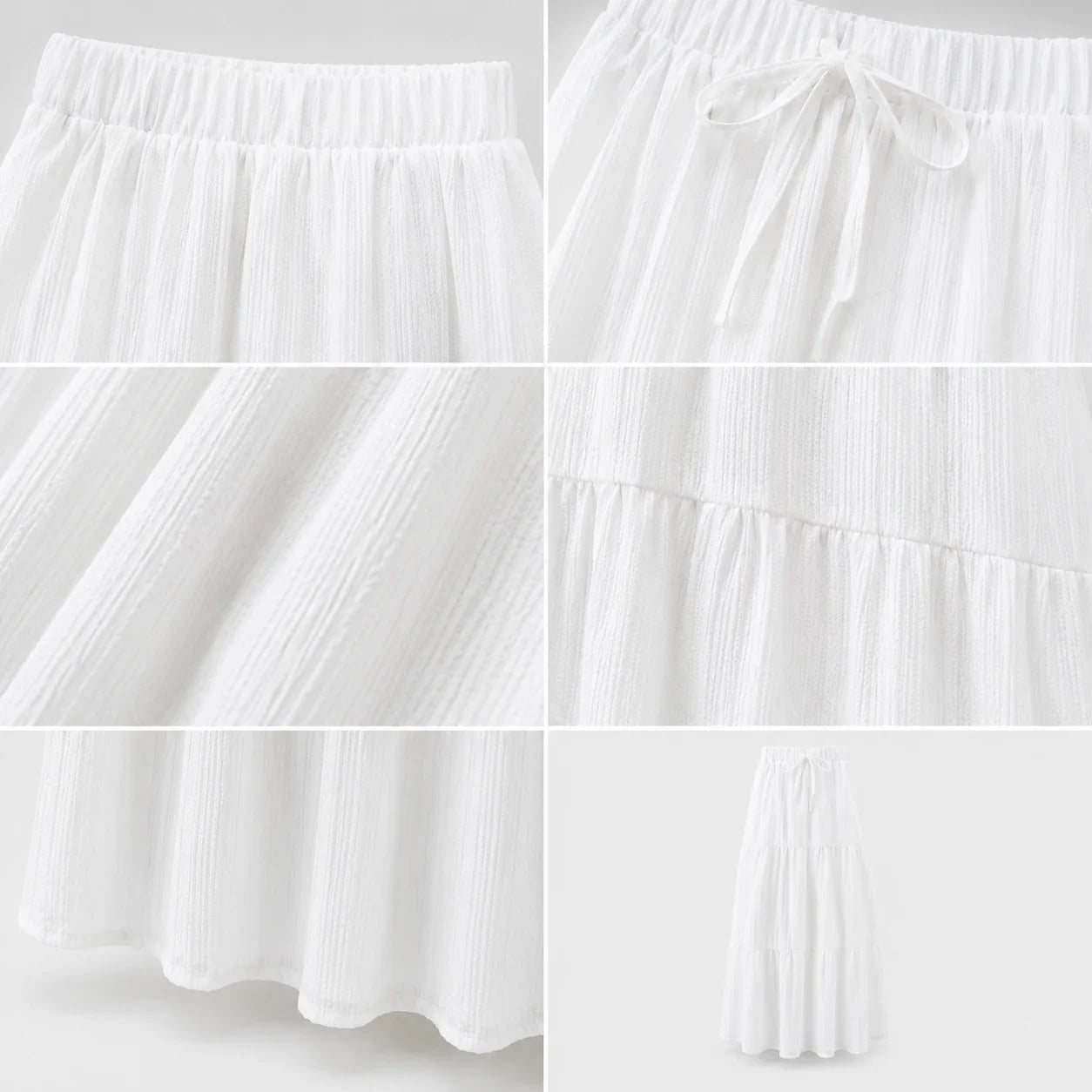 Tiered Drawstring Maxi Skirt WHD0606164
