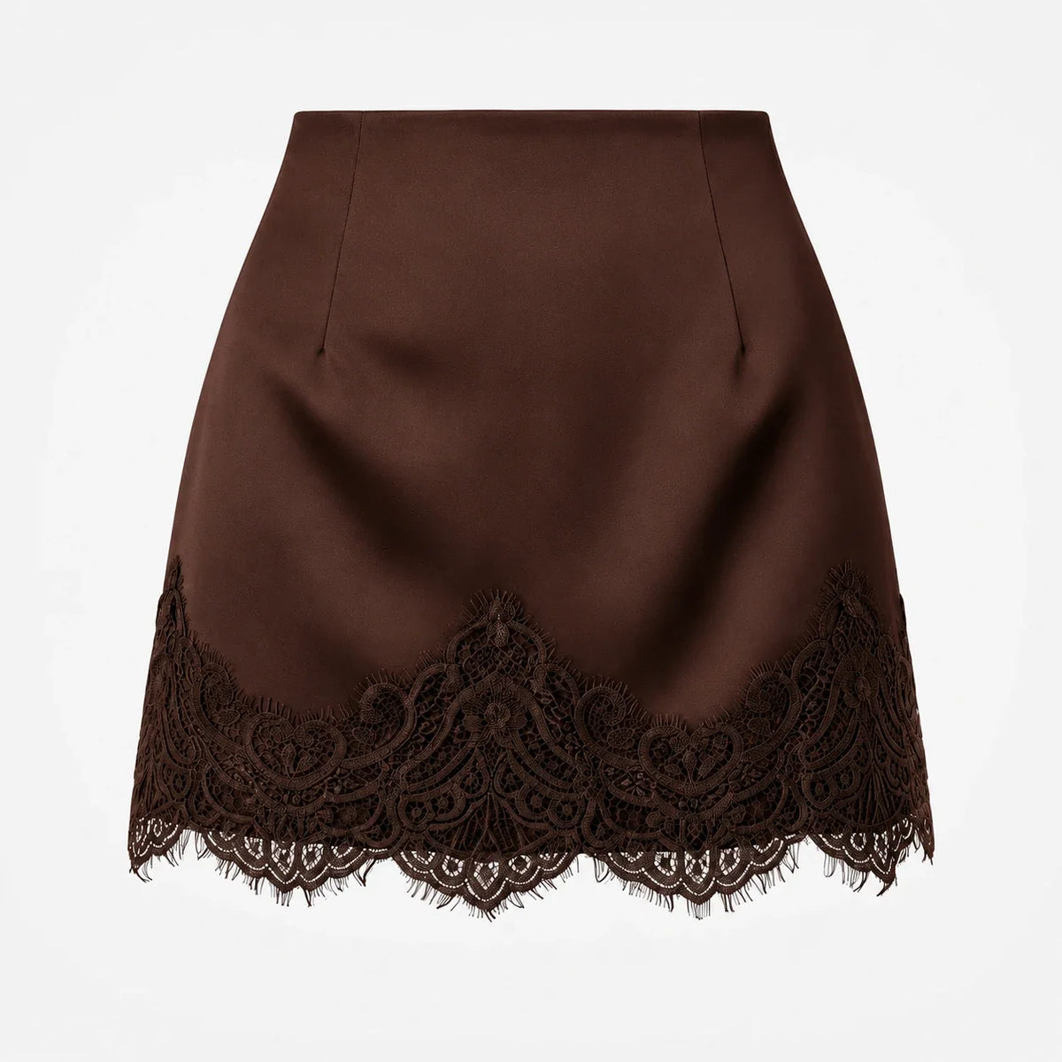 Lace Trim Satin Mini Skirt WHD0606167