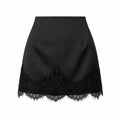 Lace Trim Satin Mini Skirt WHD0606167