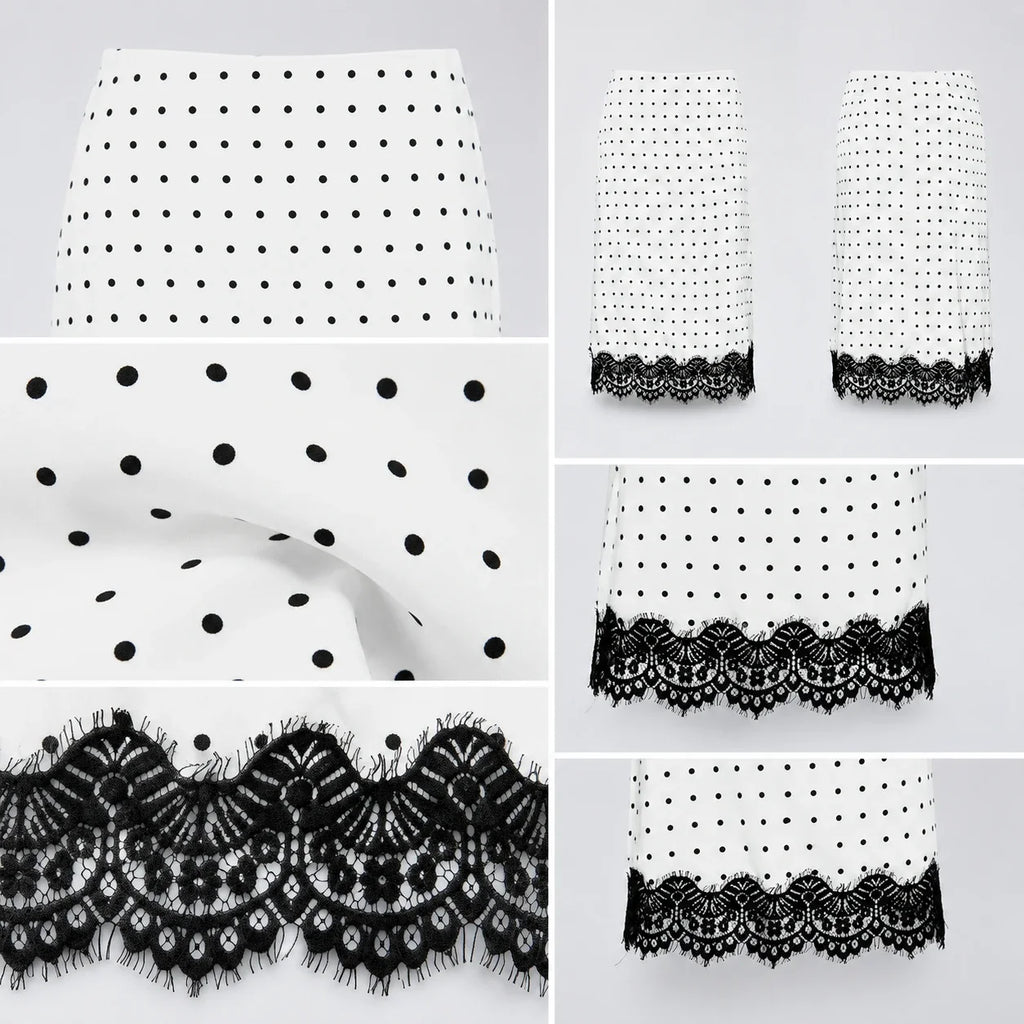 Polka Dot Lace Midi Skirt WHD0606169