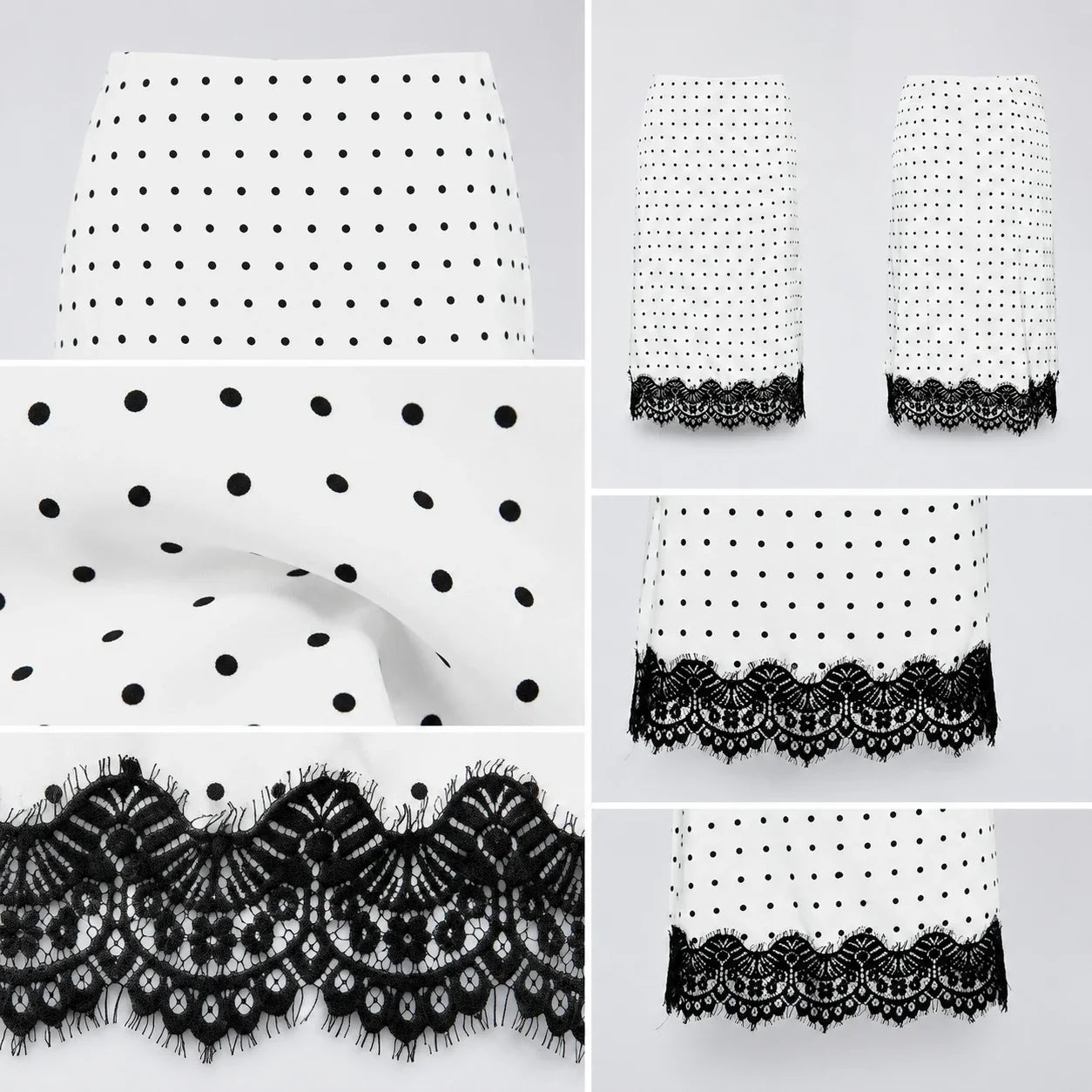 Polka Dot Lace Midi Skirt WHD0606169