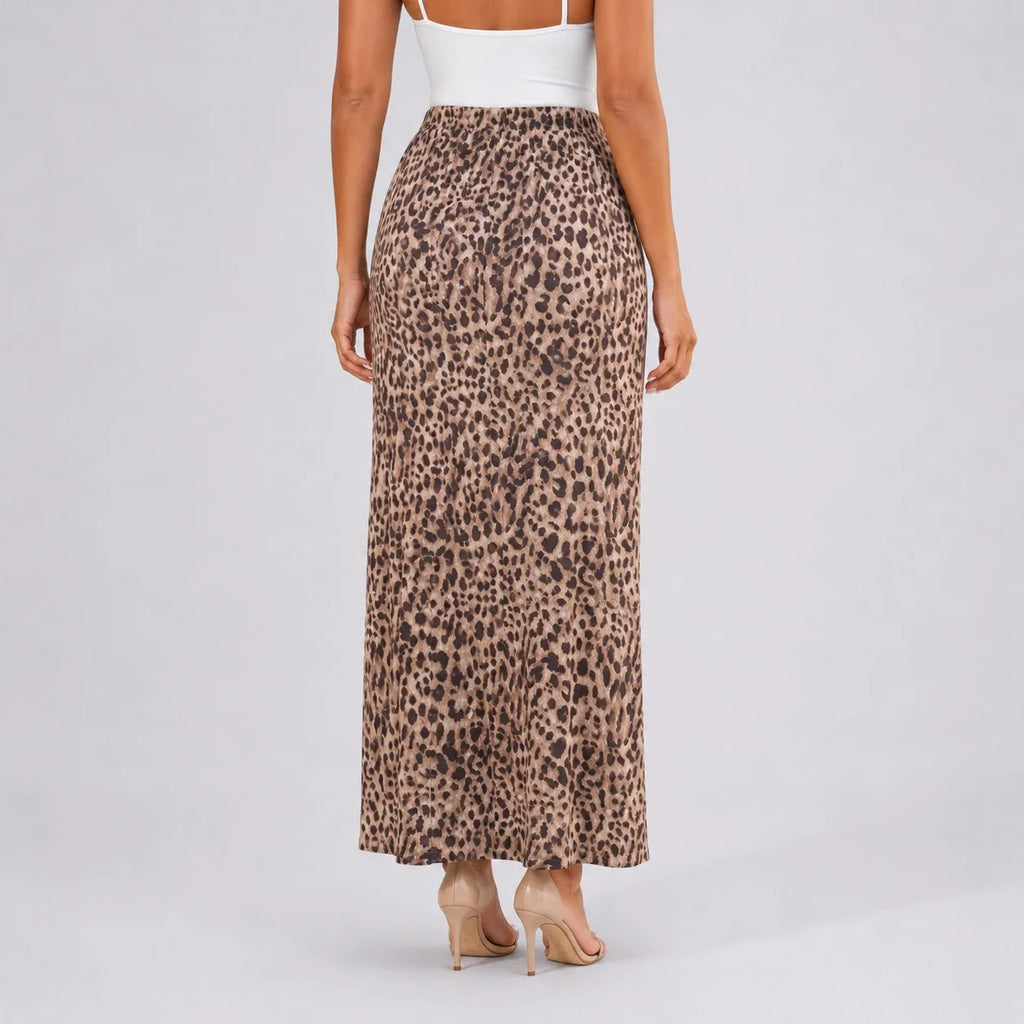 Leopard Print Maxi Skirt WHD0606170