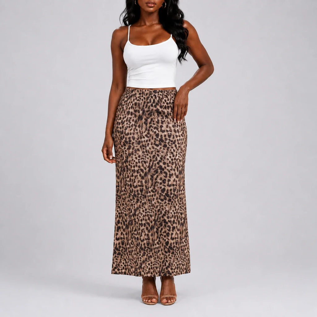 Leopard Print Maxi Skirt WHD0606170