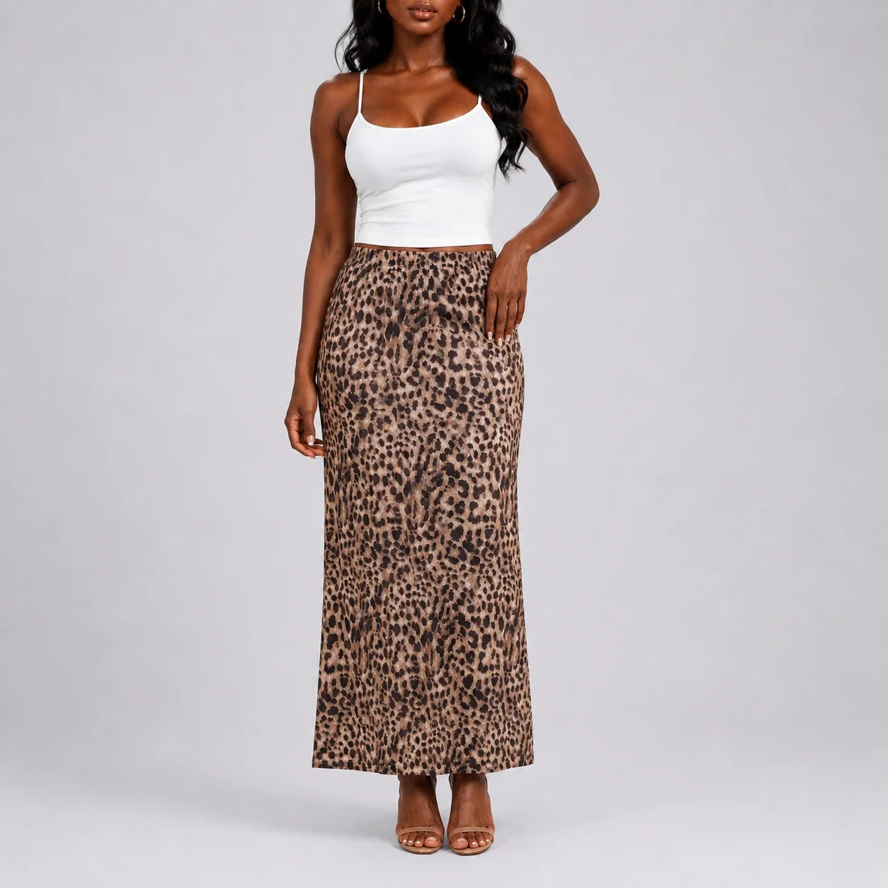 Leopard Print Maxi Skirt WHD0606170