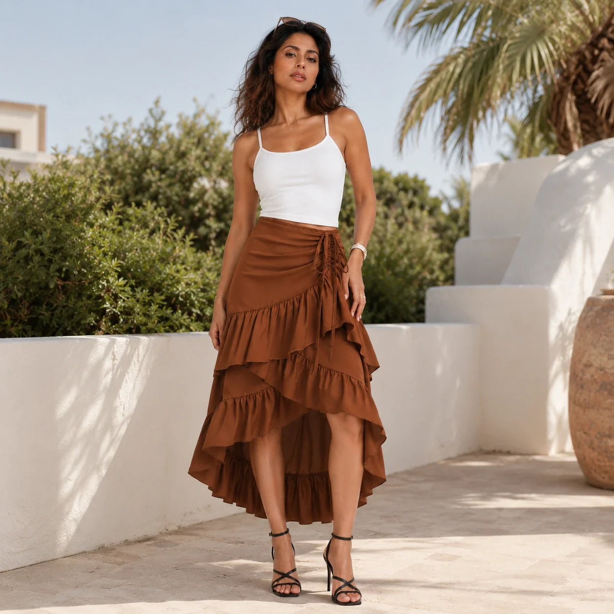Tiered Ruffle Maxi Skirt WHD0606171