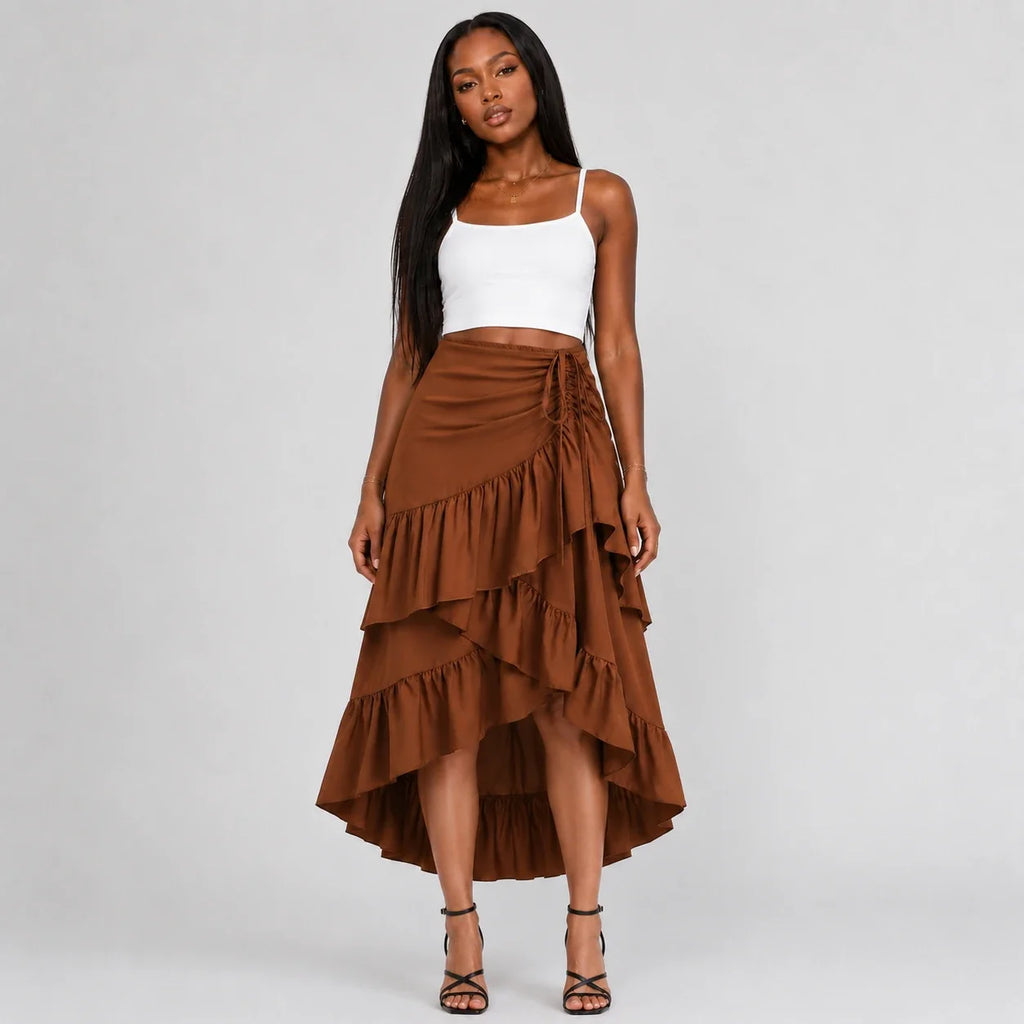 Tiered Ruffle Maxi Skirt WHD0606171
