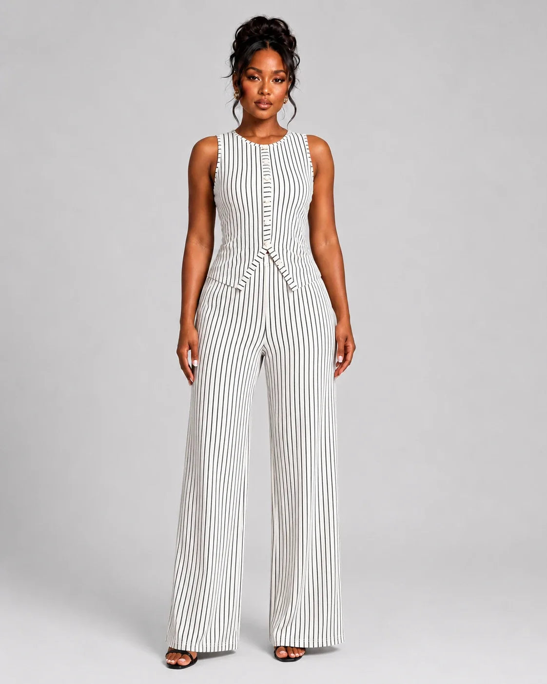 Striped Wide Leg Matching Set WHD0606173
