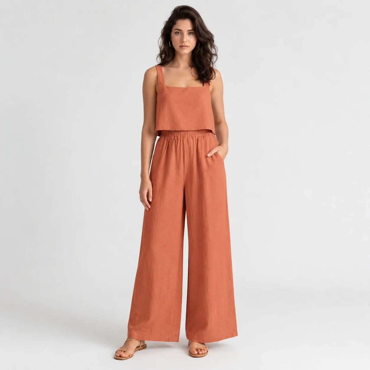 Square Neck Wide Leg Jumpsuit WHD0606175
