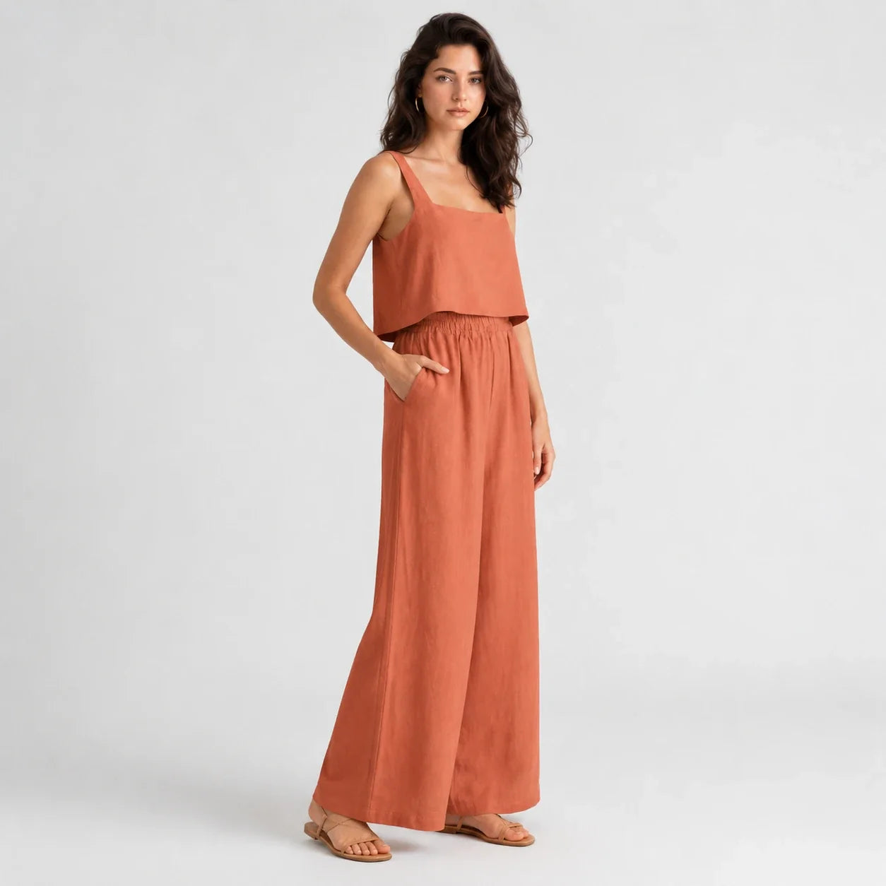 Square Neck Wide Leg Jumpsuit WHD0606175
