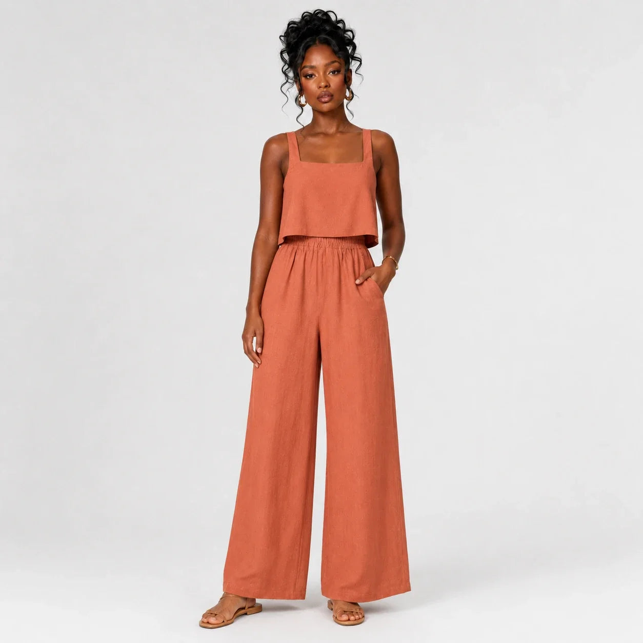 Square Neck Wide Leg Jumpsuit WHD0606175