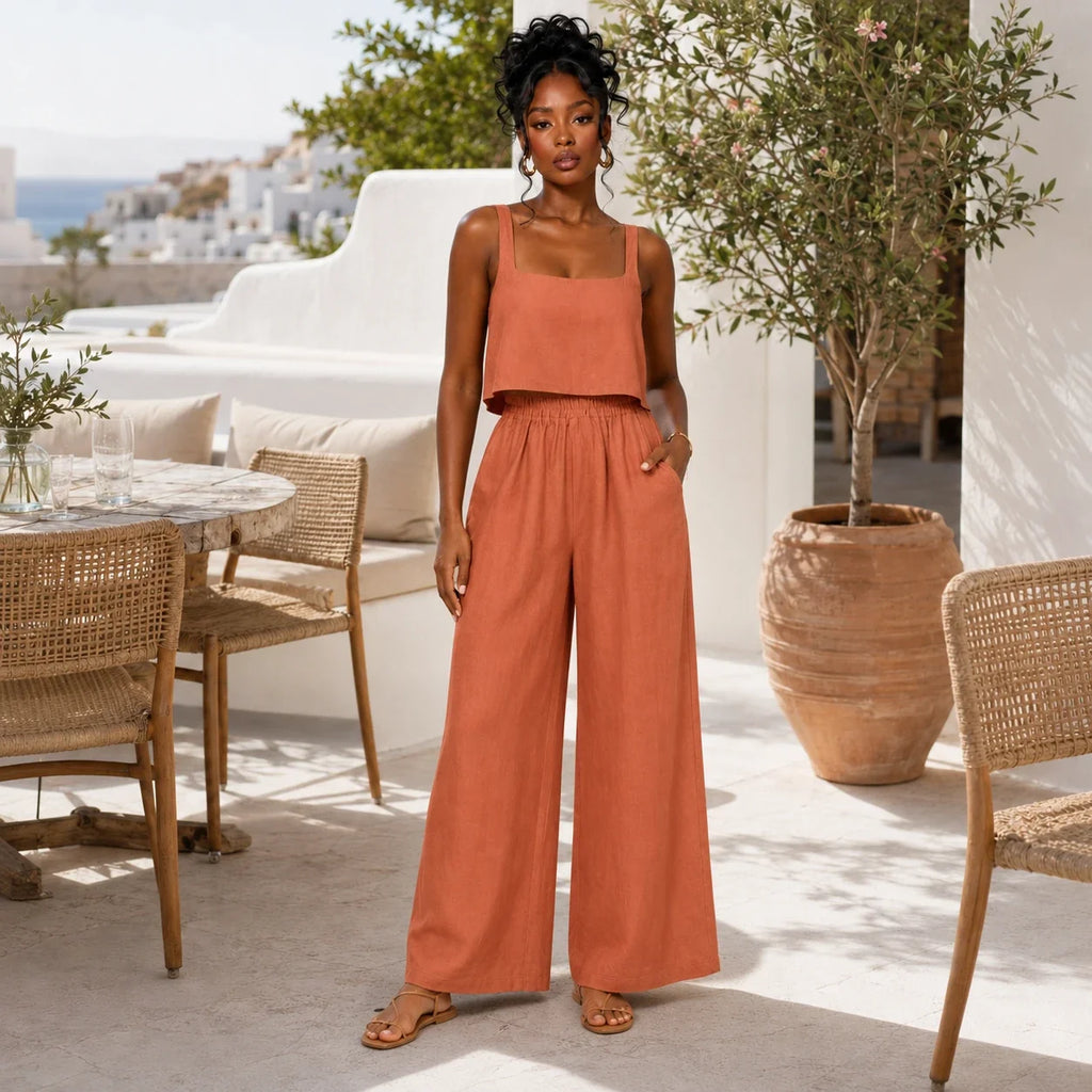 Square Neck Wide Leg Jumpsuit WHD0606175