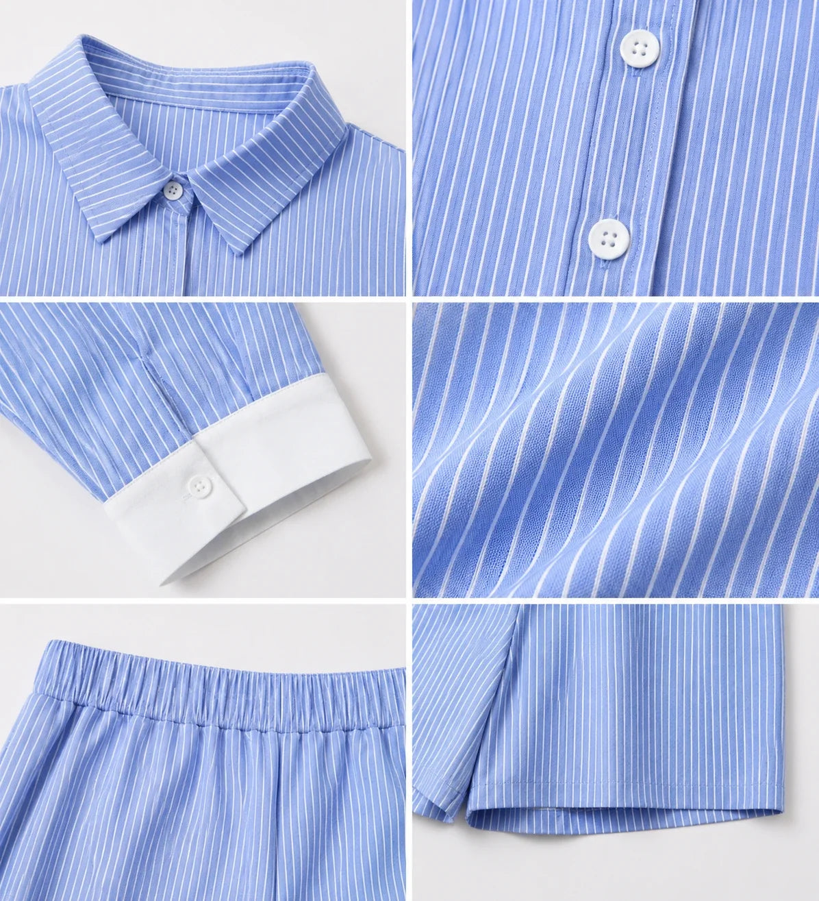 Striped Cropped Shirt Short Set WHD0606178