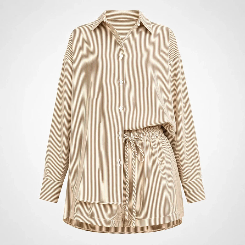 Pinstripe Shirt Shorts Set WHD0606179
