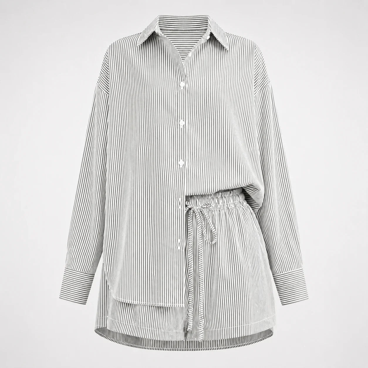 Pinstripe Shirt Shorts Set WHD0606179