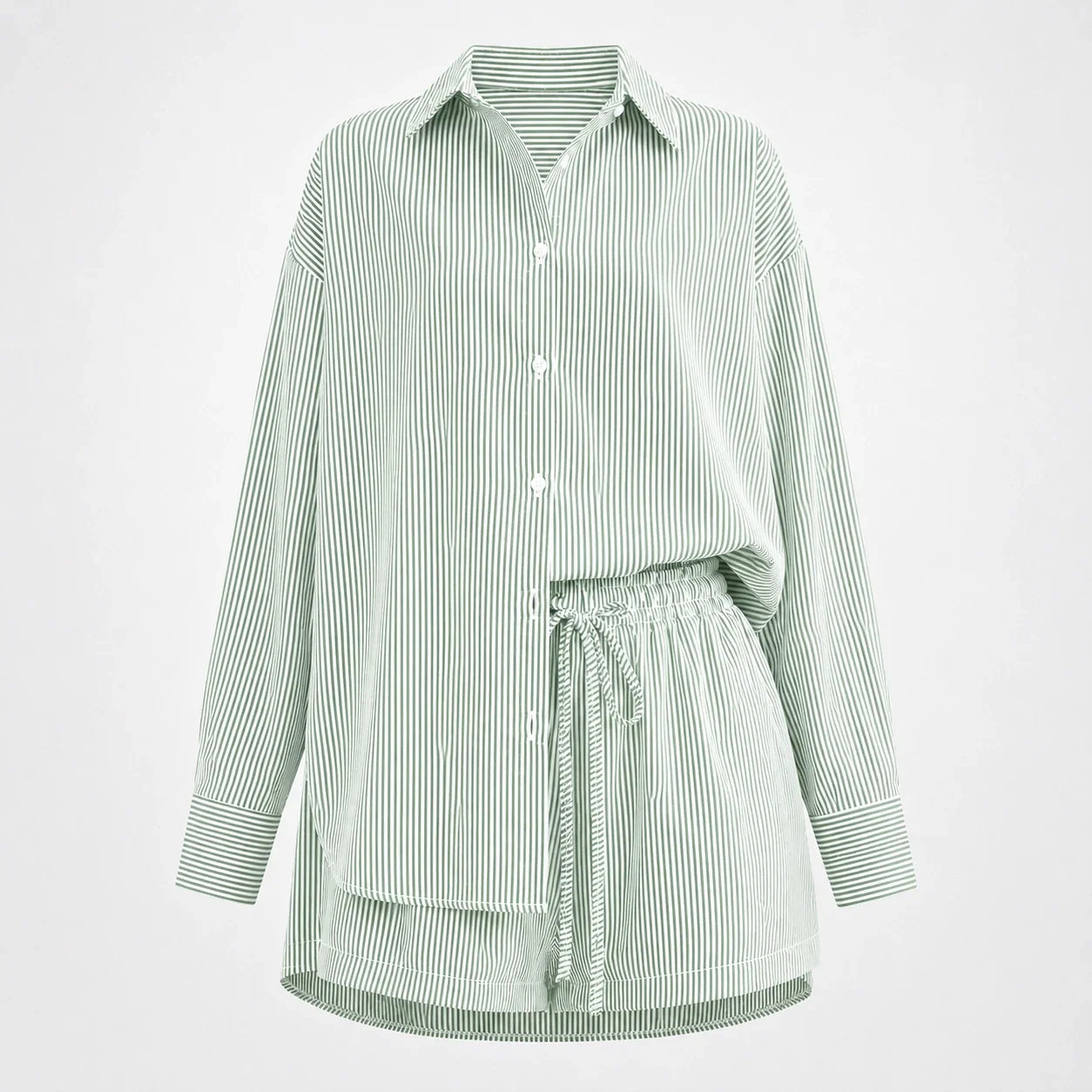 Pinstripe Shirt Shorts Set WHD0606179
