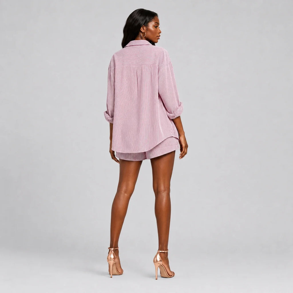 Pinstripe Shirt Shorts Set WHD0606179