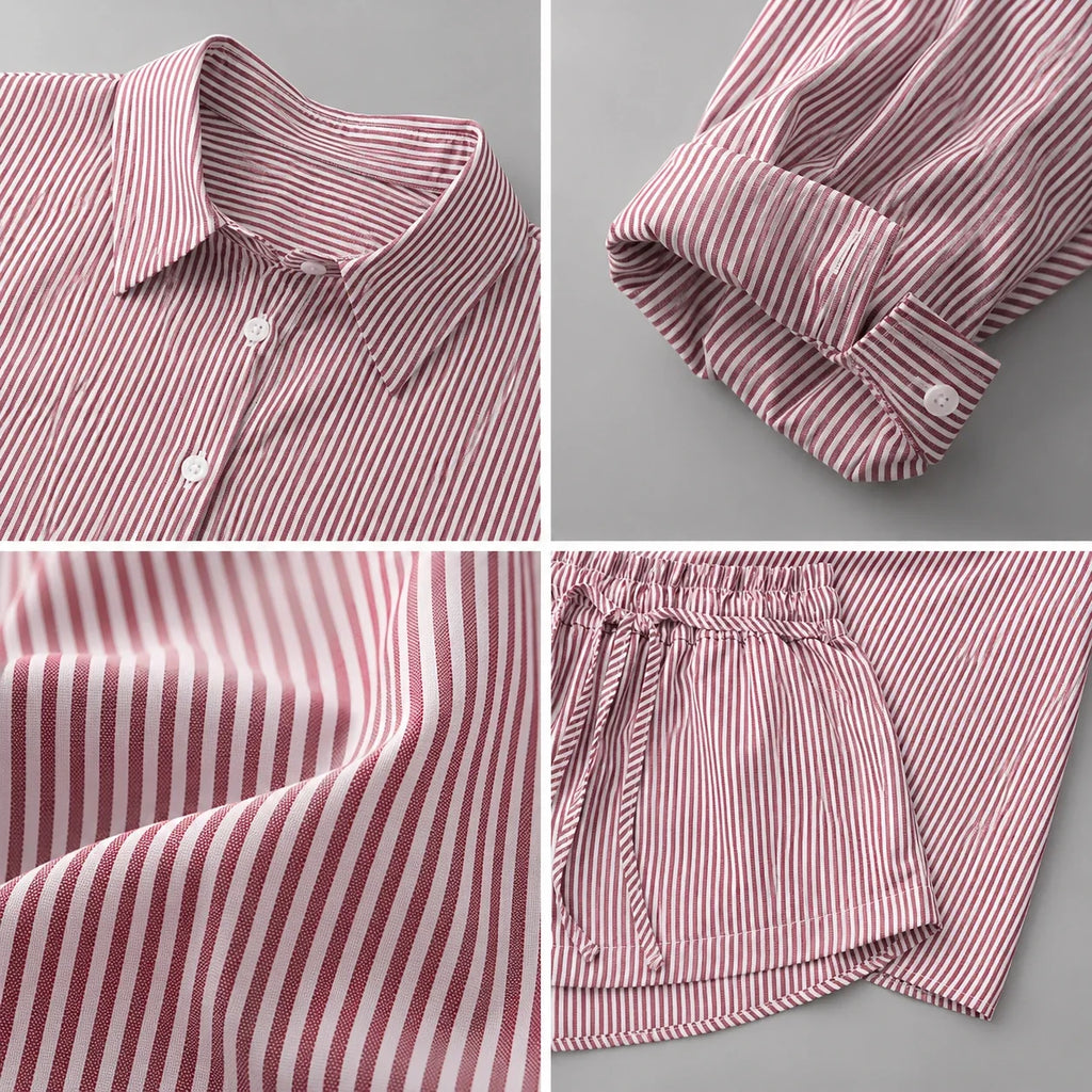 Pinstripe Shirt Shorts Set WHD0606179