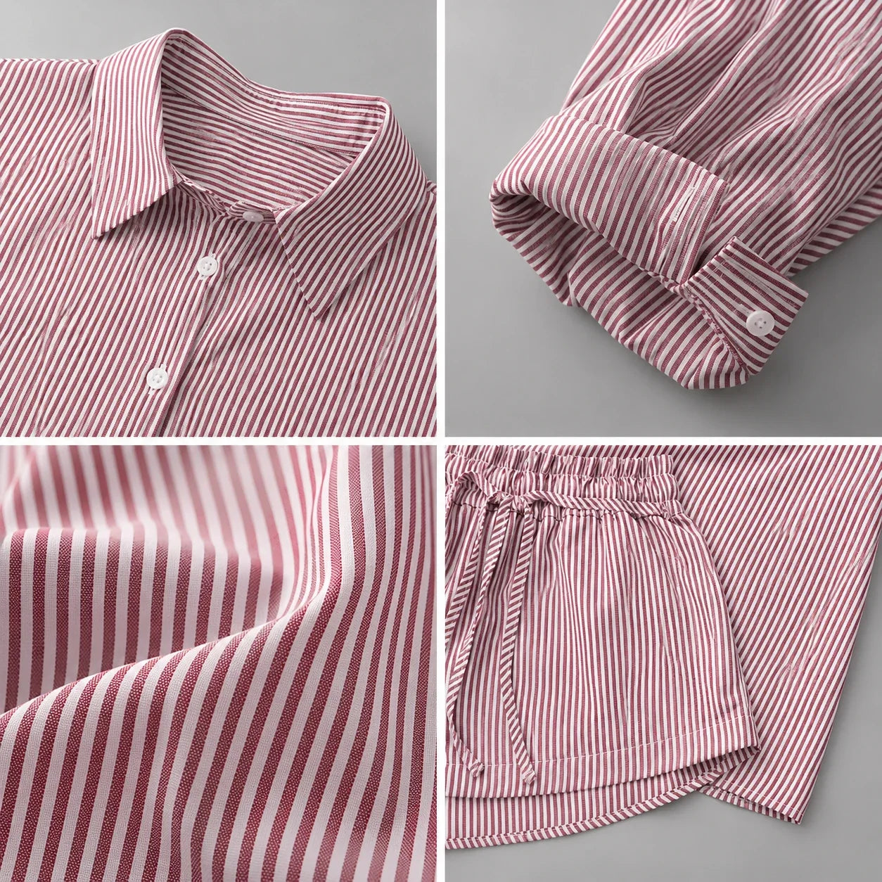 Pinstripe Shirt Shorts Set WHD0606179