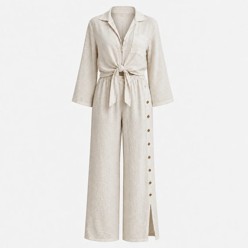 Tie Front Wide Leg Set WHD0606181