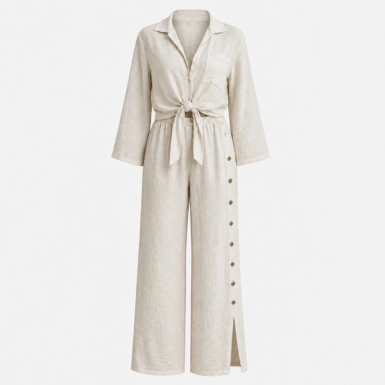 Tie Front Wide Leg Set WHD0606181