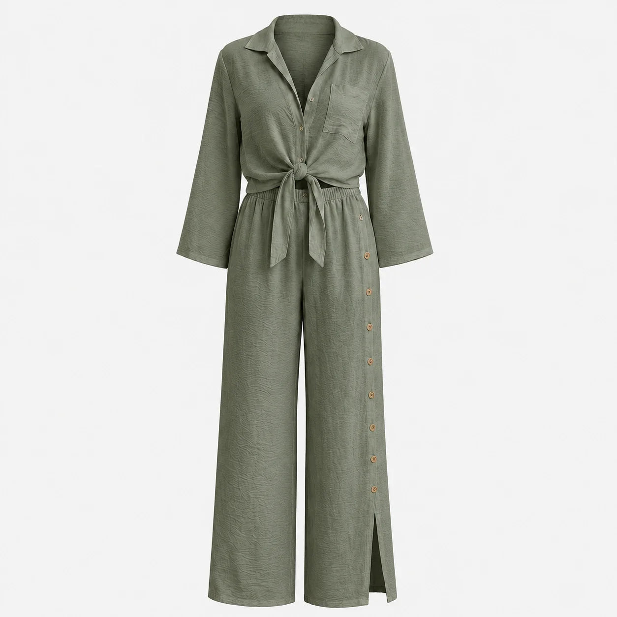 Tie Front Wide Leg Set WHD0606181