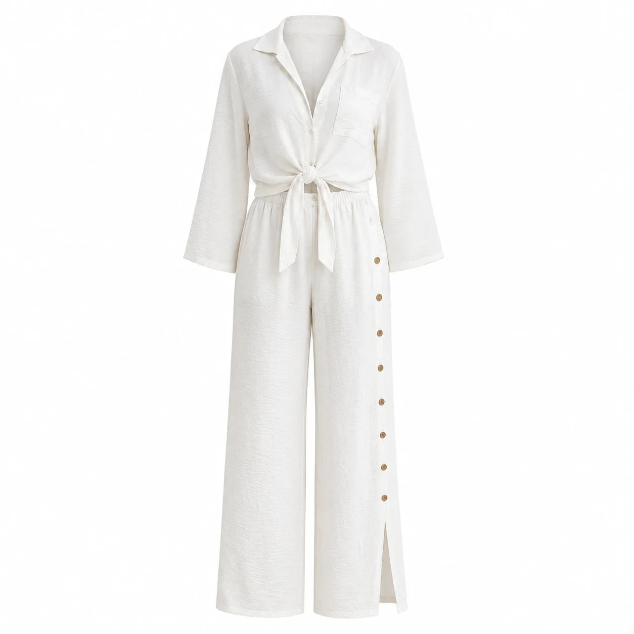 Tie Front Wide Leg Set WHD0606181