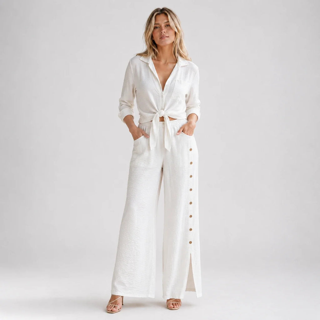 Tie Front Wide Leg Set WHD0606181