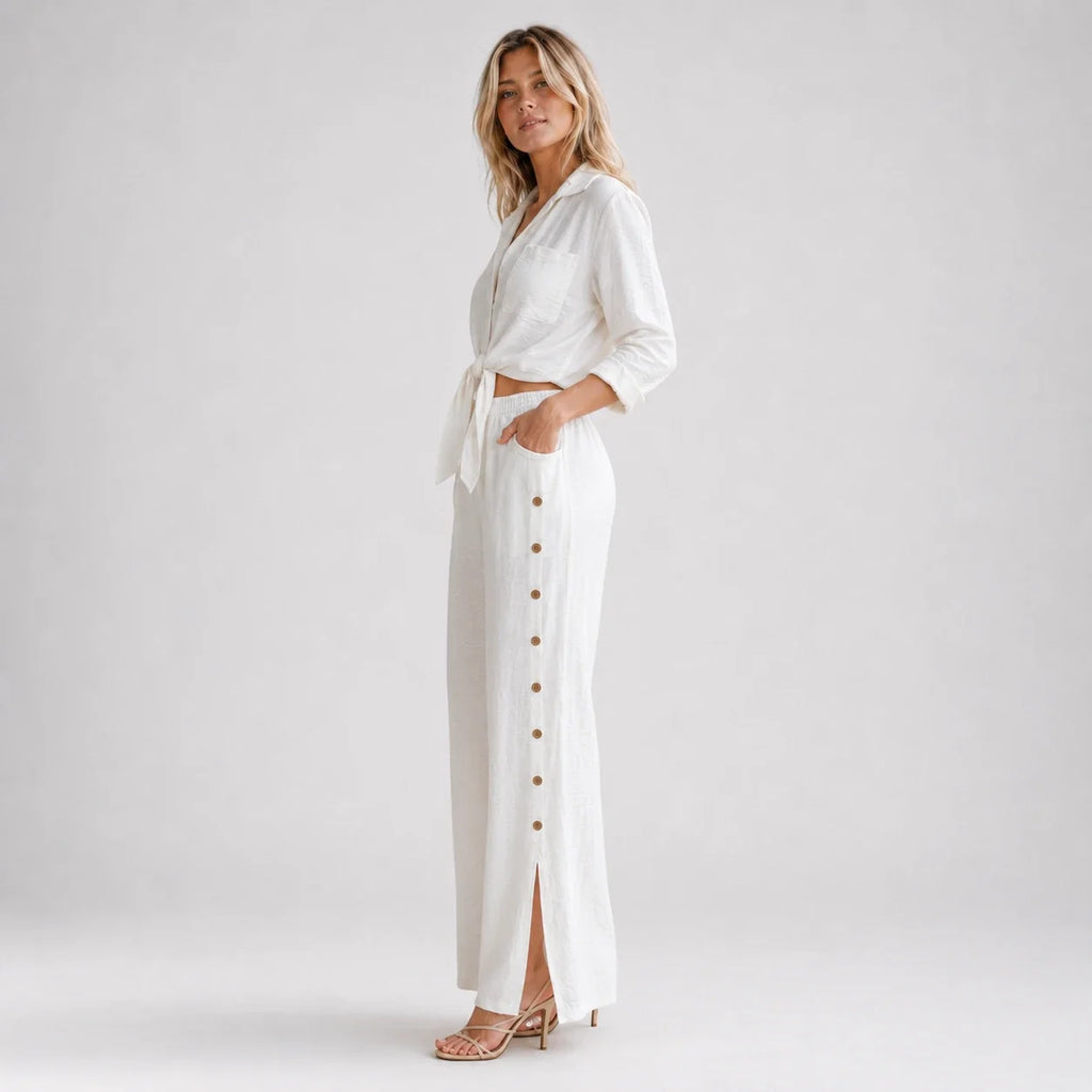 Tie Front Wide Leg Set WHD0606181