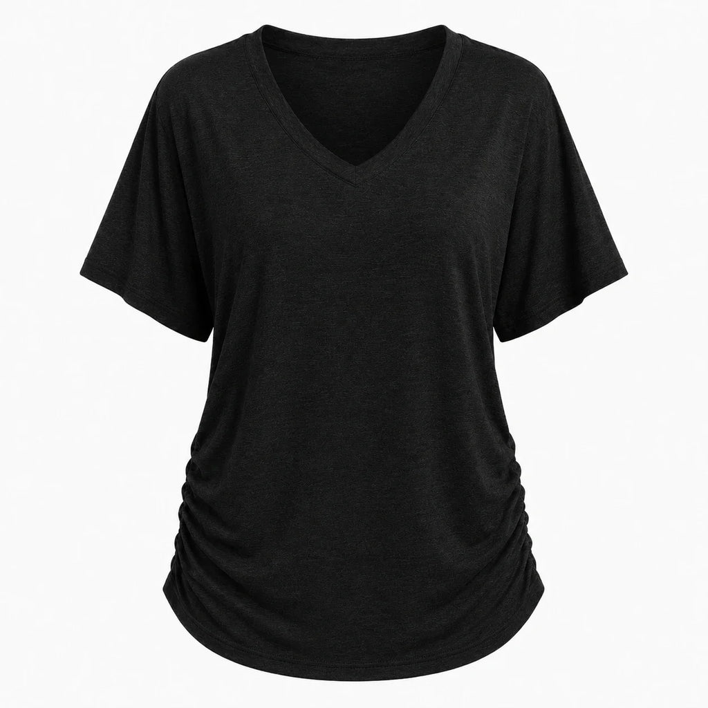 Ruched V-Neck Knit Top WHD0606182