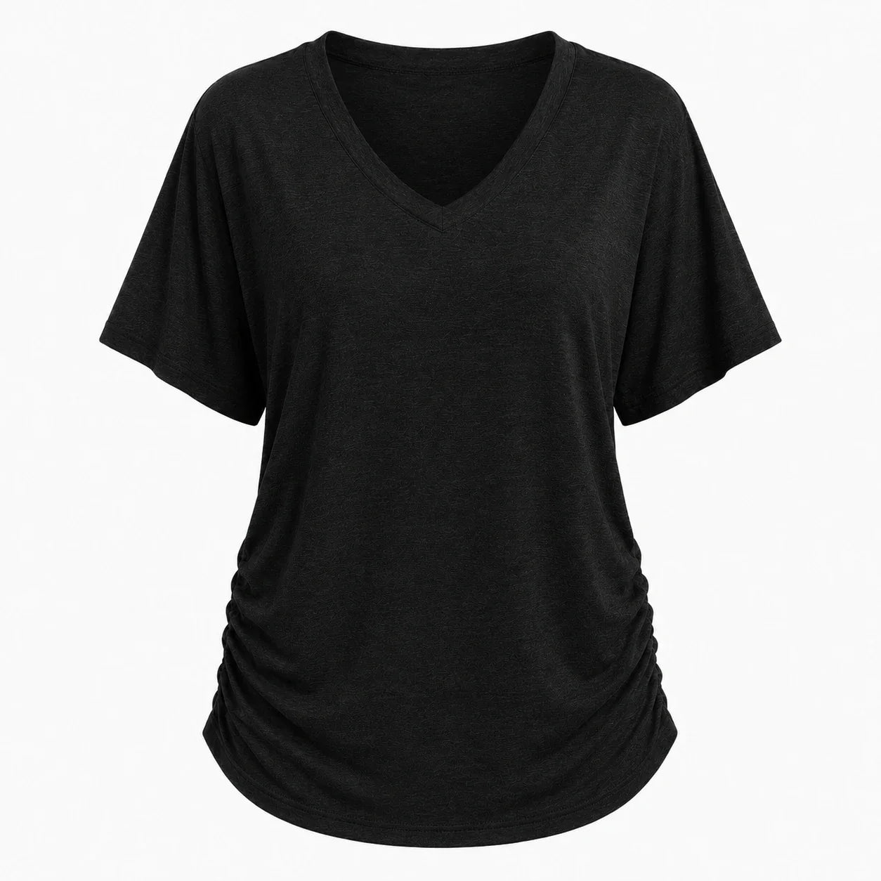 Ruched V-Neck Knit Top WHD0606182