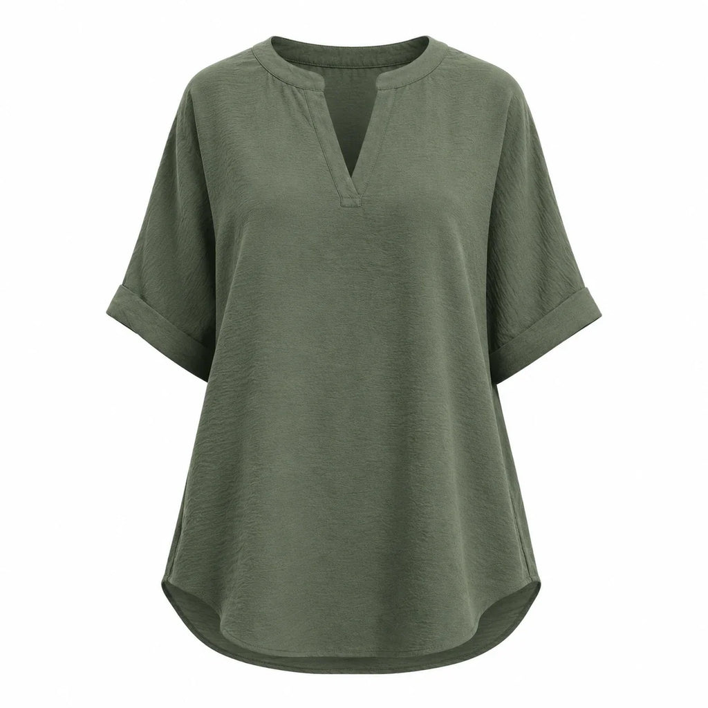 Split Neck Relaxed Top WHD0606183