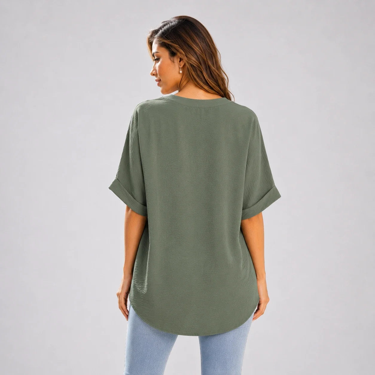 Split Neck Relaxed Top WHD0606183
