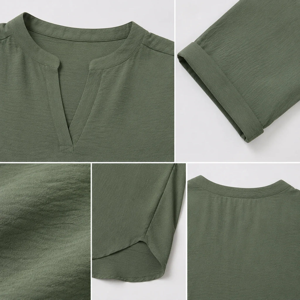 Split Neck Relaxed Top WHD0606183