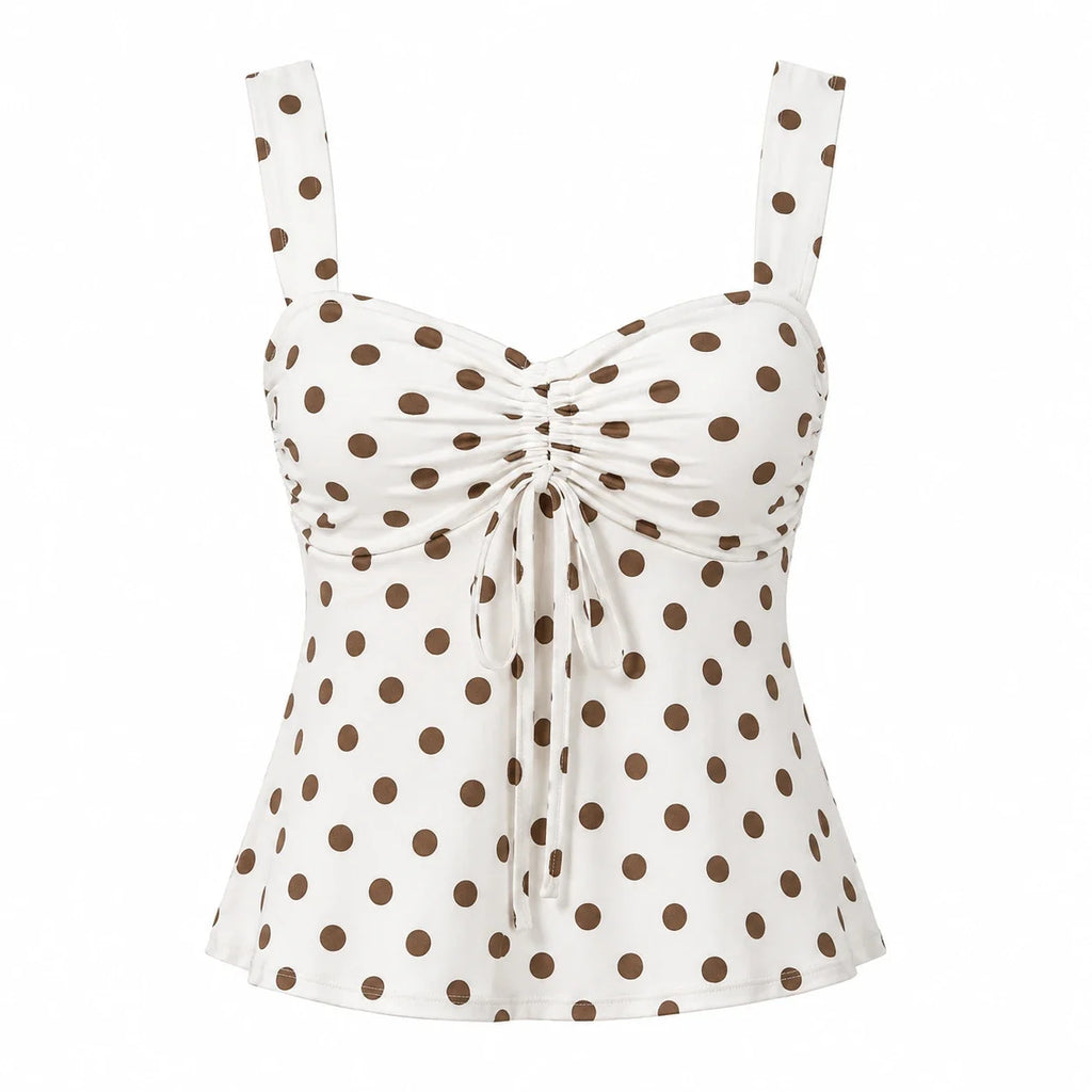 Polka Dot Tie Front Top WHD0606186