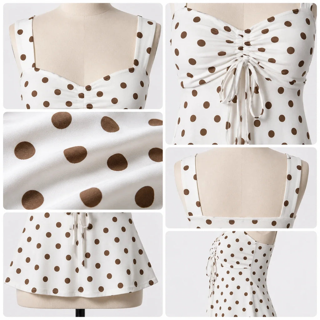 Polka Dot Tie Front Top WHD0606186