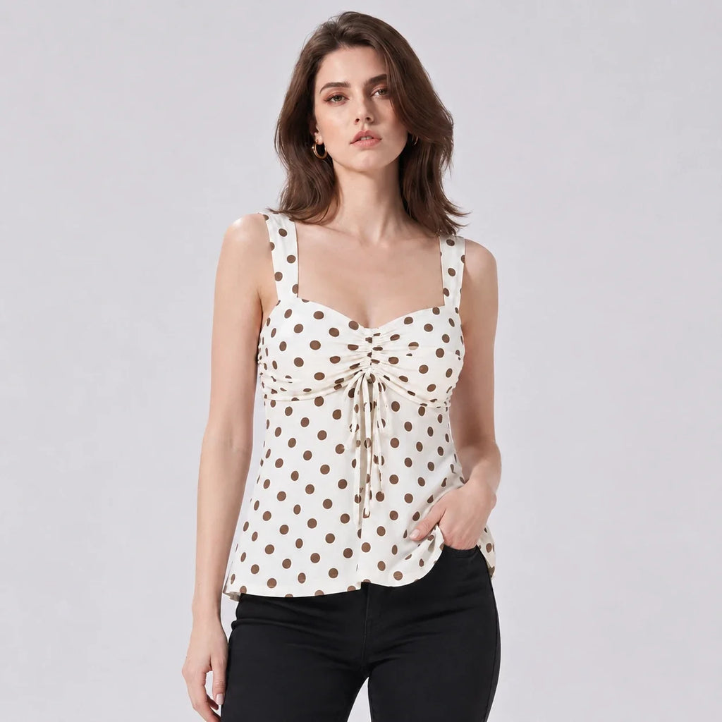 Polka Dot Tie Front Top WHD0606186