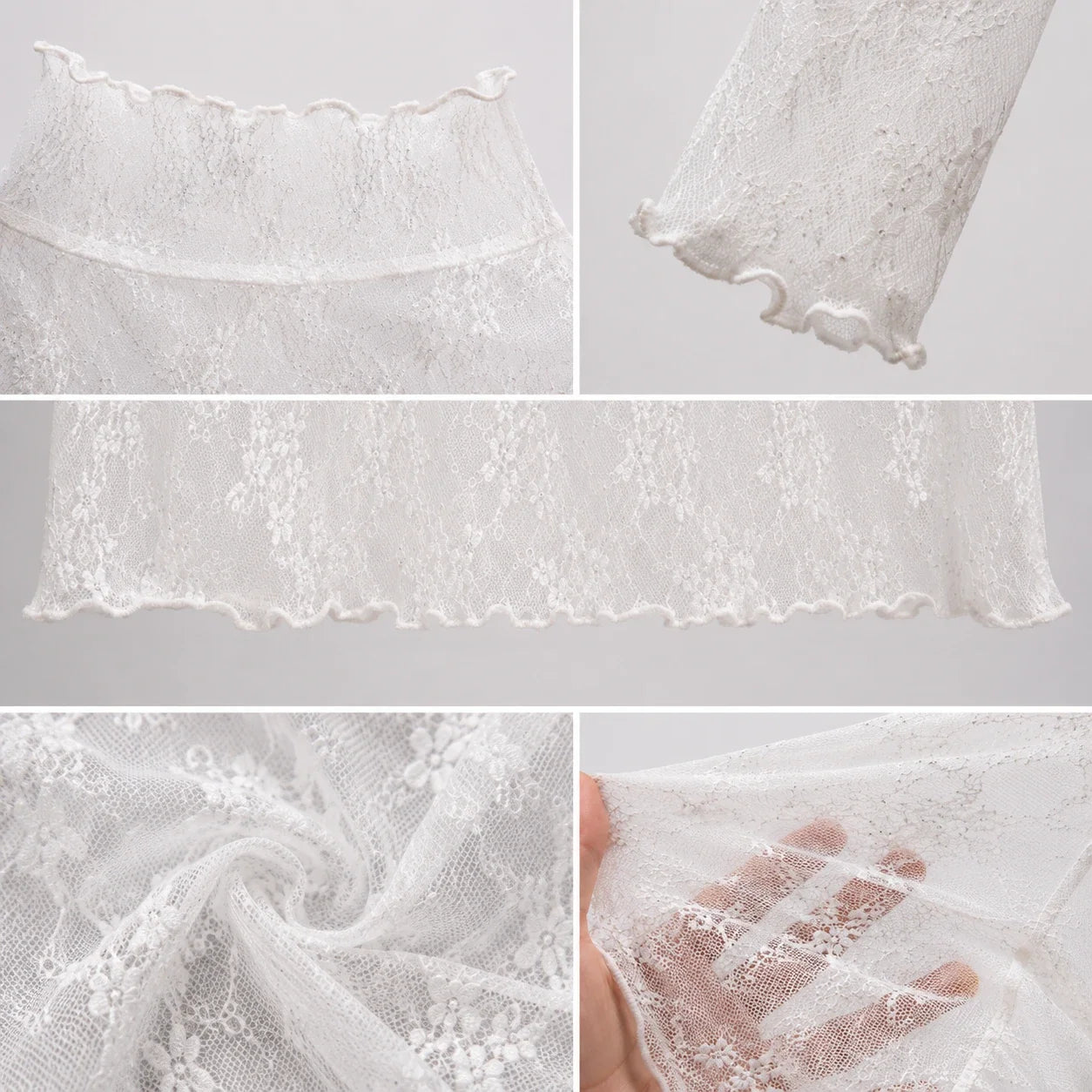 Sheer Lace Mock Neck Top WHD0606187