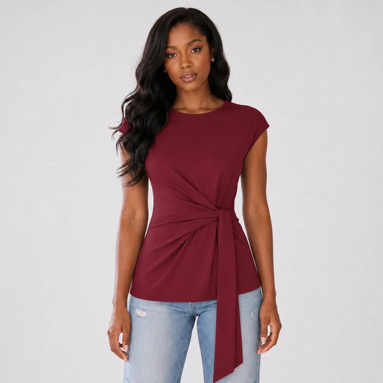 Twist Waist Sleeveless Top WHD0606188
