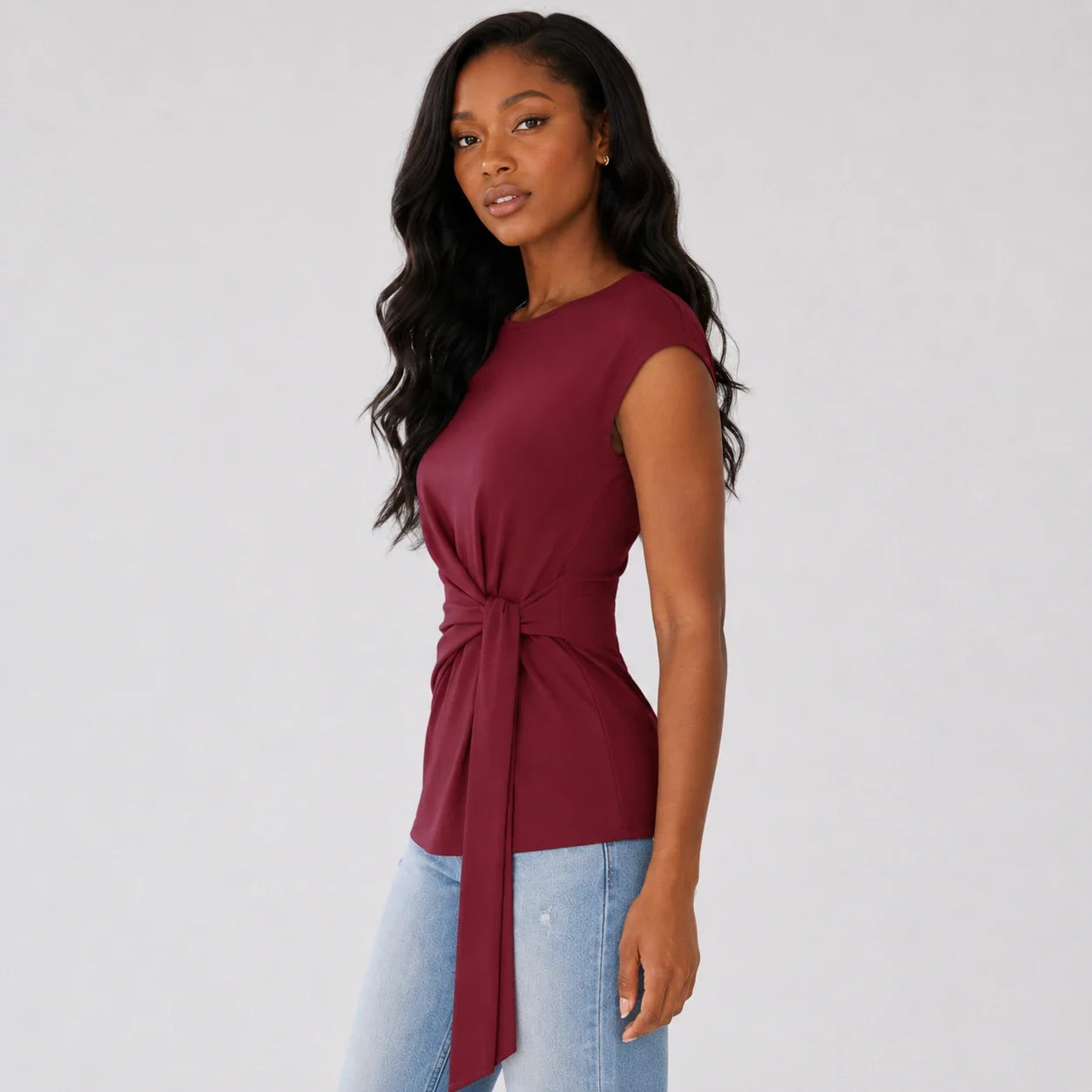 Twist Waist Sleeveless Top WHD0606188