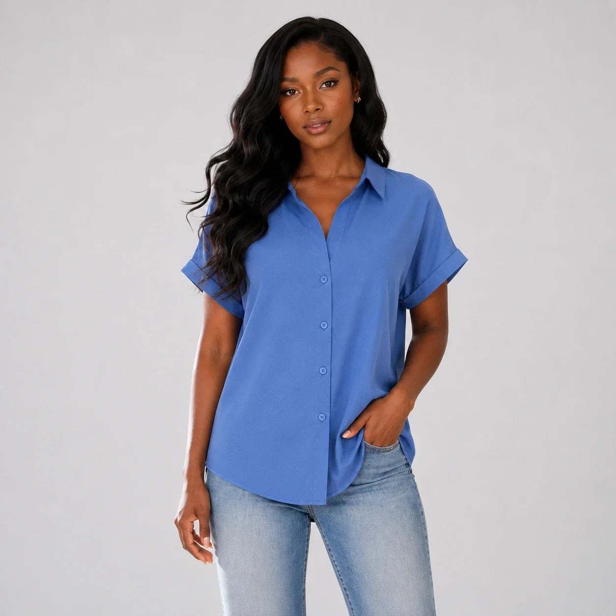 Relaxed Button Front Shirt WHD0606189