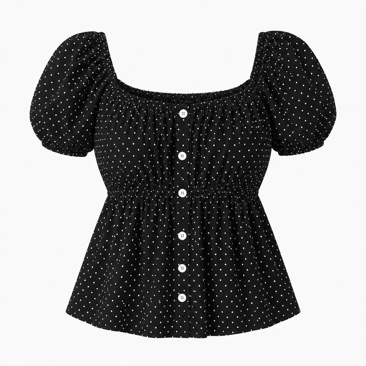 Polka Dot Puff Sleeve Top WHD0606190