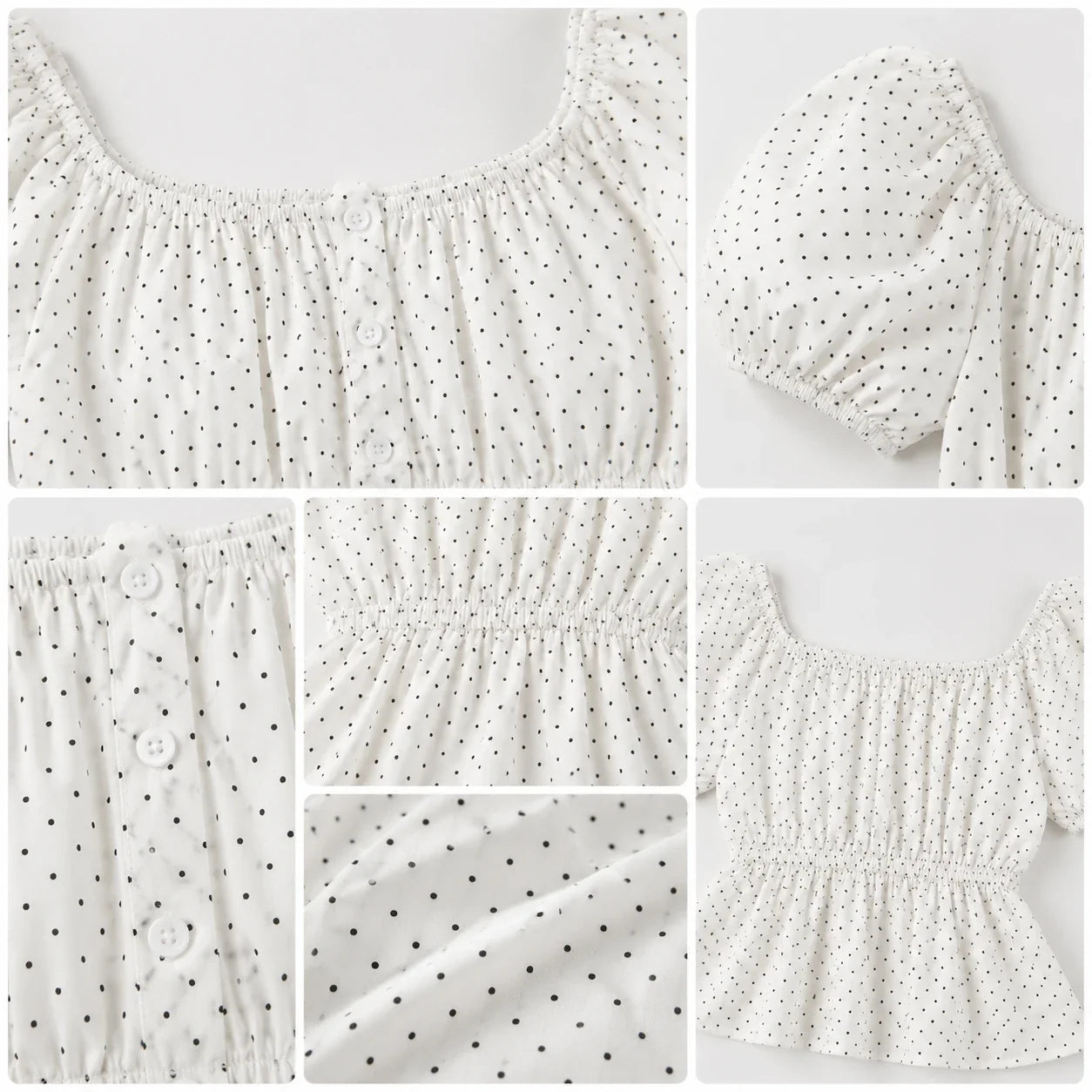 Polka Dot Puff Sleeve Top WHD0606190