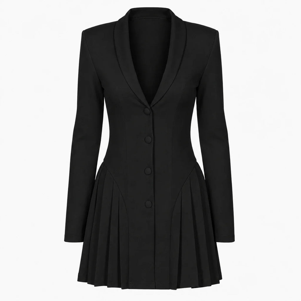 White Pleated Blazer Dress WHD0606192
