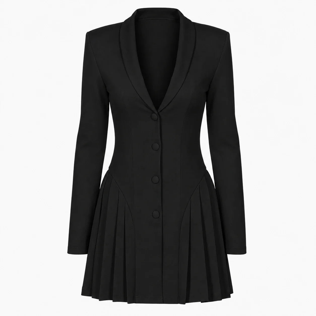 White Pleated Blazer Dress WHD0606192