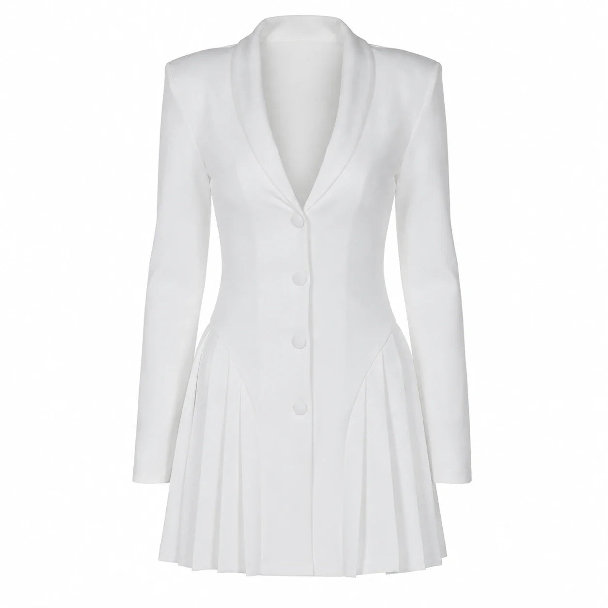 White Pleated Blazer Dress WHD0606192