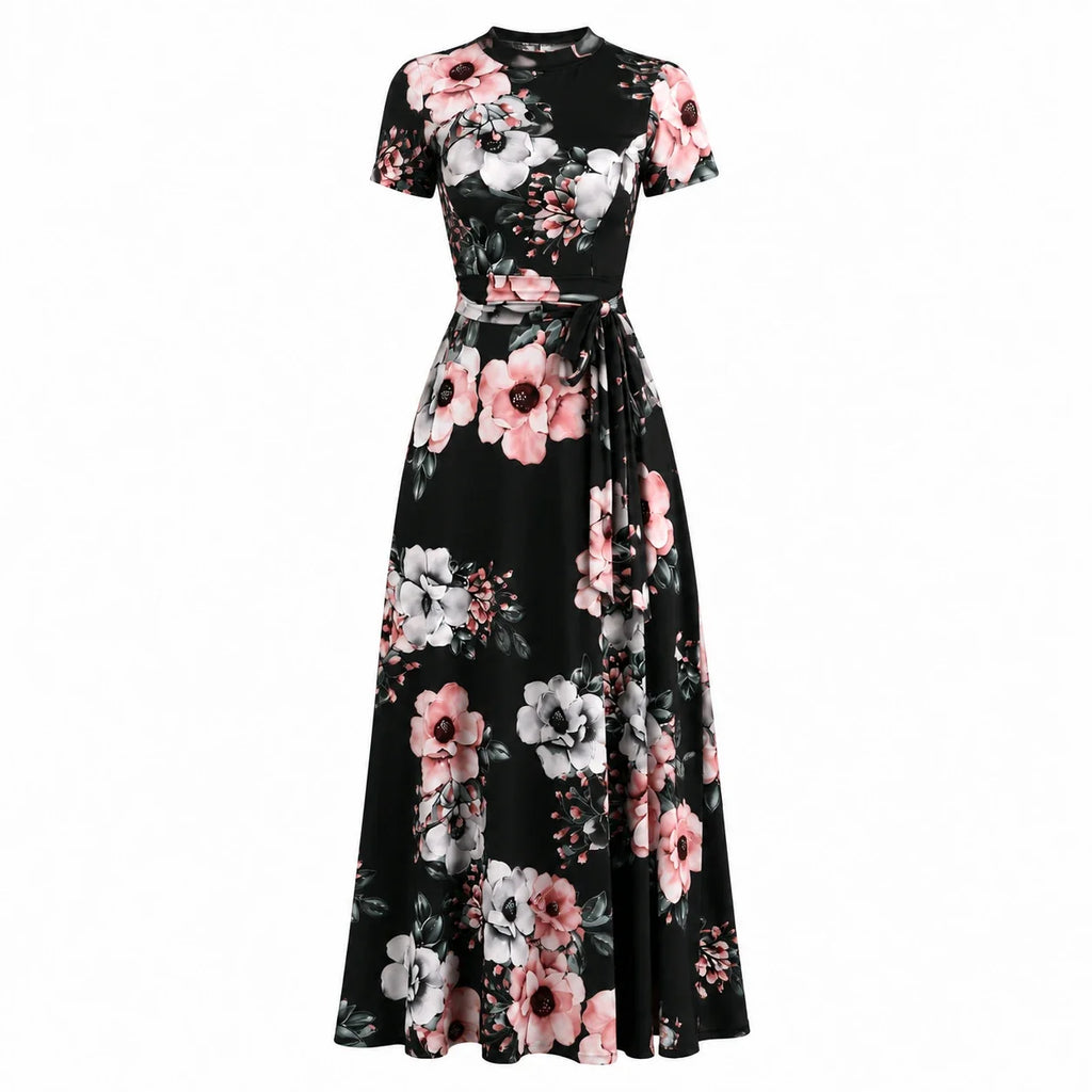 Floral Tie-Waist Maxi Dress WHD0606195