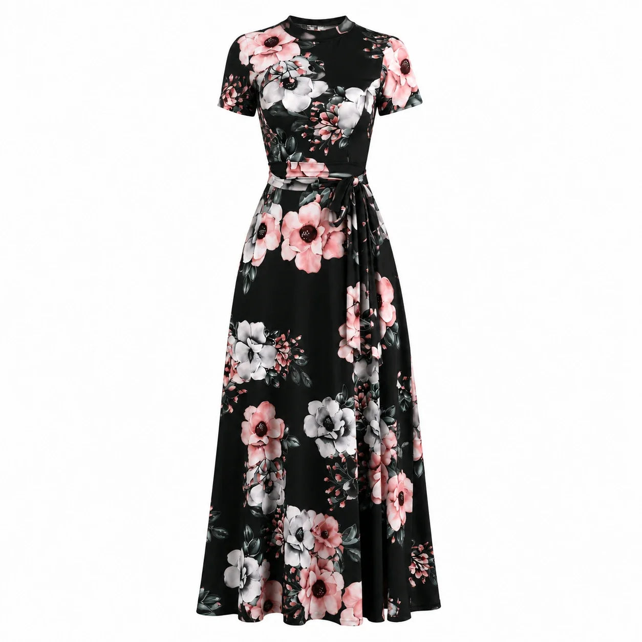 Floral Tie-Waist Maxi Dress WHD0606195